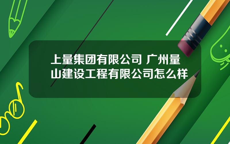 上量集团有限公司 广州量山建设工程有限公司怎么样